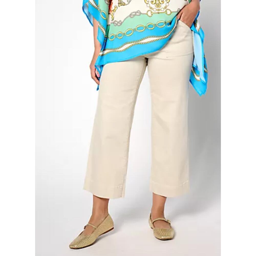 Belle by Kim Gravel Petite TripleLuxe Twill Crop Pants KHAKI Womens 0P Petite